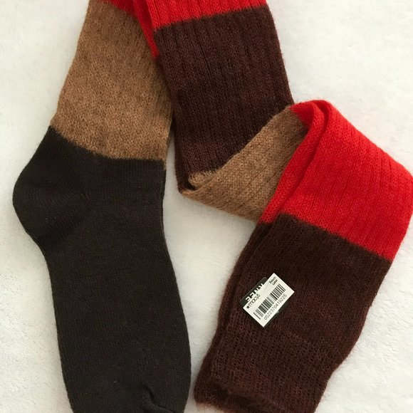 Mohair Over the Knee Colorblock Socks, Women Size O - Picture 3 of 8